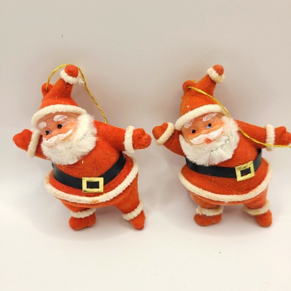 Lot of 5 Vintage Flocked Dancing Santa Ornaments - Picture 2 of 7